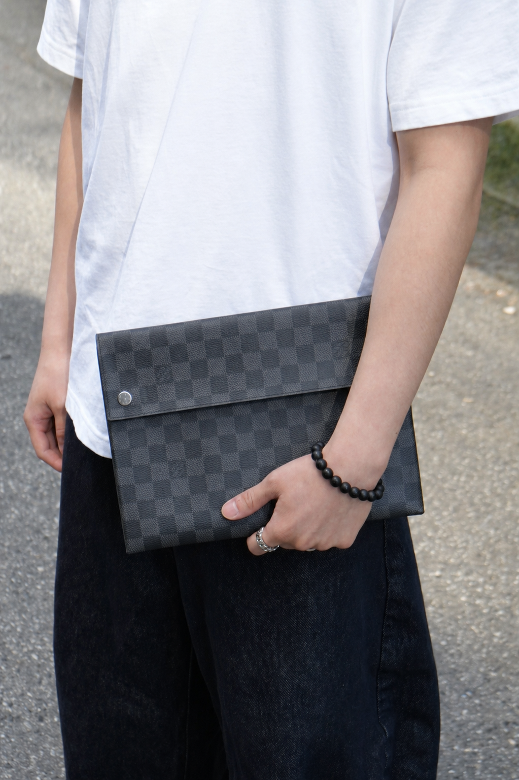 Louis Vuitton 2019 Damier Graphite Canvas Alpha Triple Pochette-Large Pouch only