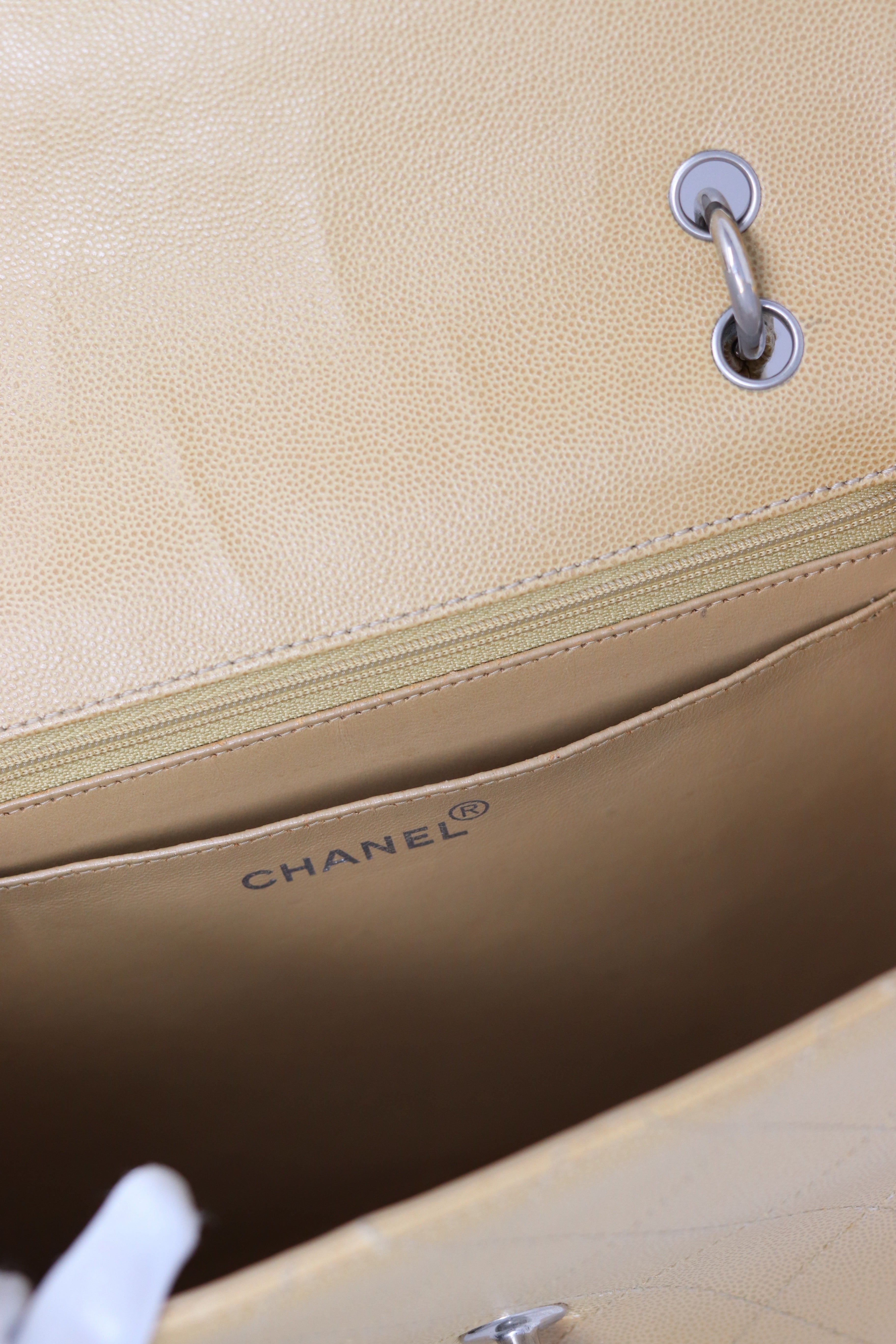 Pre-Owned CHANEL Beige Wild Stitch Kelly Top Handle Bag