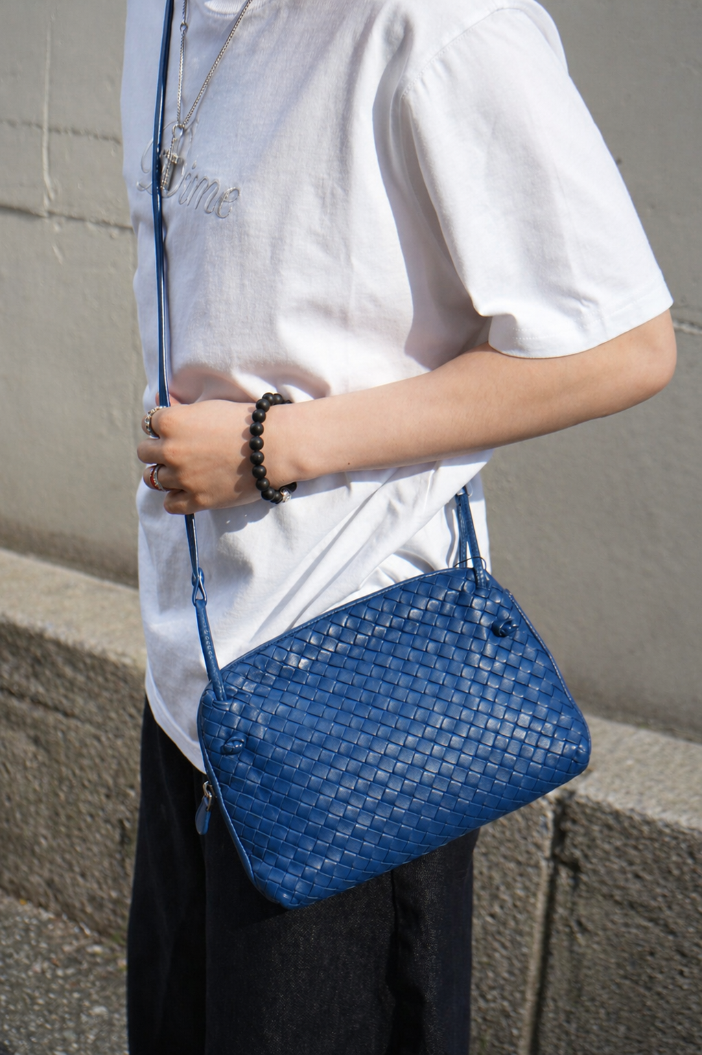 Bottega Veneta Blue Nappa Intrecciato Nodini Crossbody