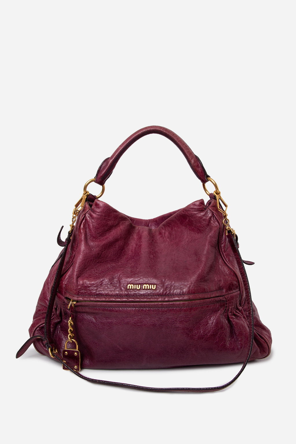 Miu Miu Purple Calfskin Tote Bag With Strap
