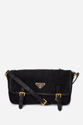 Prada Black Tessuto Nylon Saffiano Small Messenger Bag