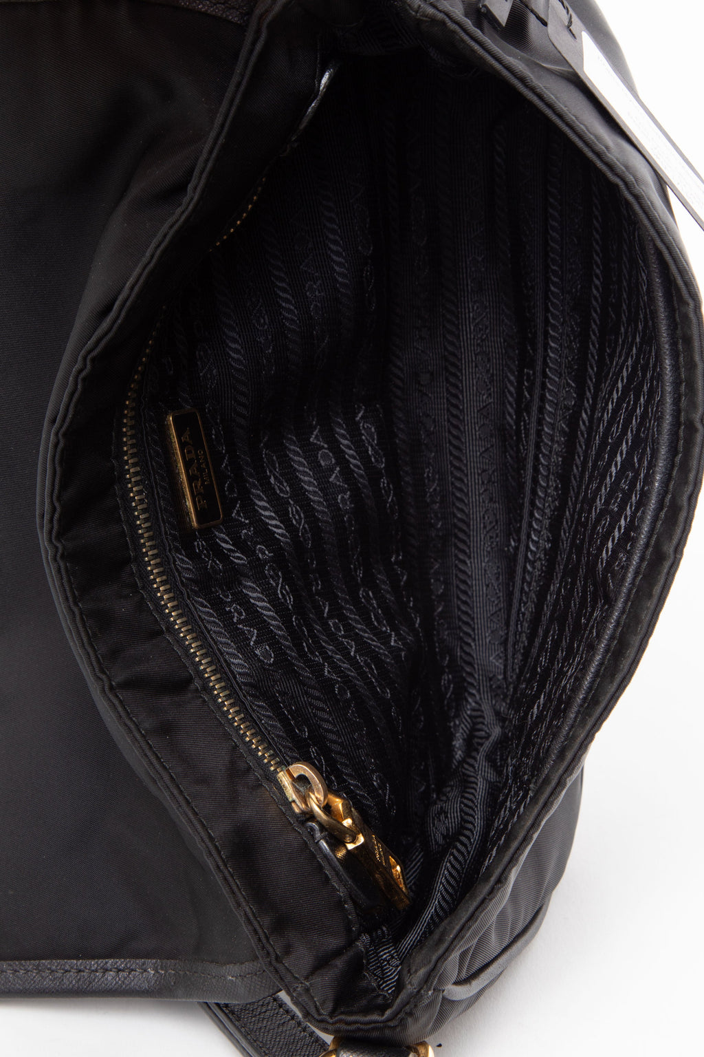 Prada Black Tessuto Nylon Saffiano Small Messenger Bag