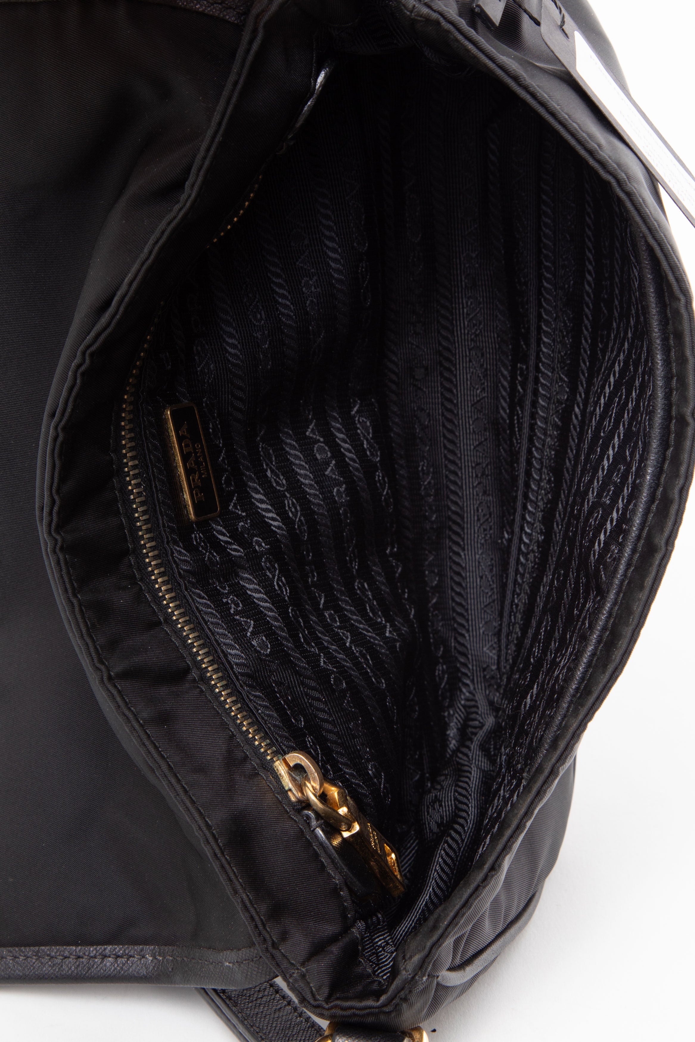 Prada Black Tessuto Nylon Saffiano Small Messenger Bag