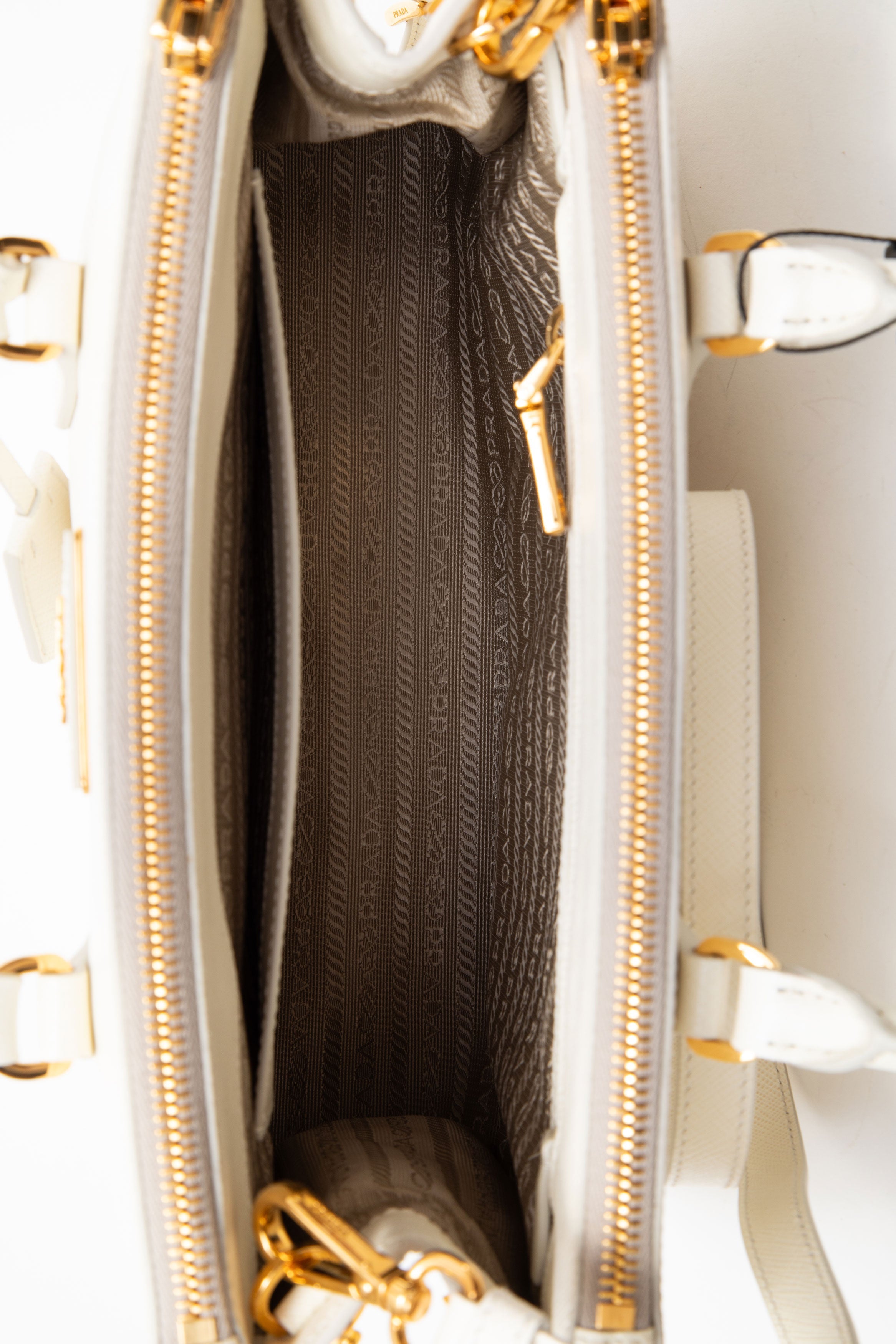 Prada White Galleria Medium Saffiano Bag