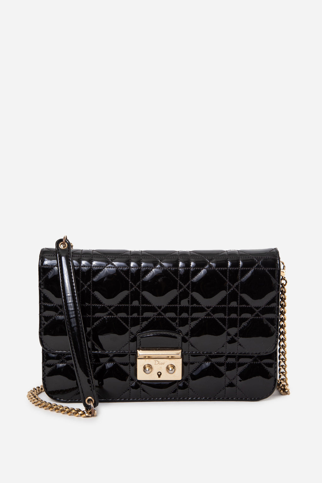 Christian Dior 2016 Black Patent Miss Dior Promenade Chain Flap Bag