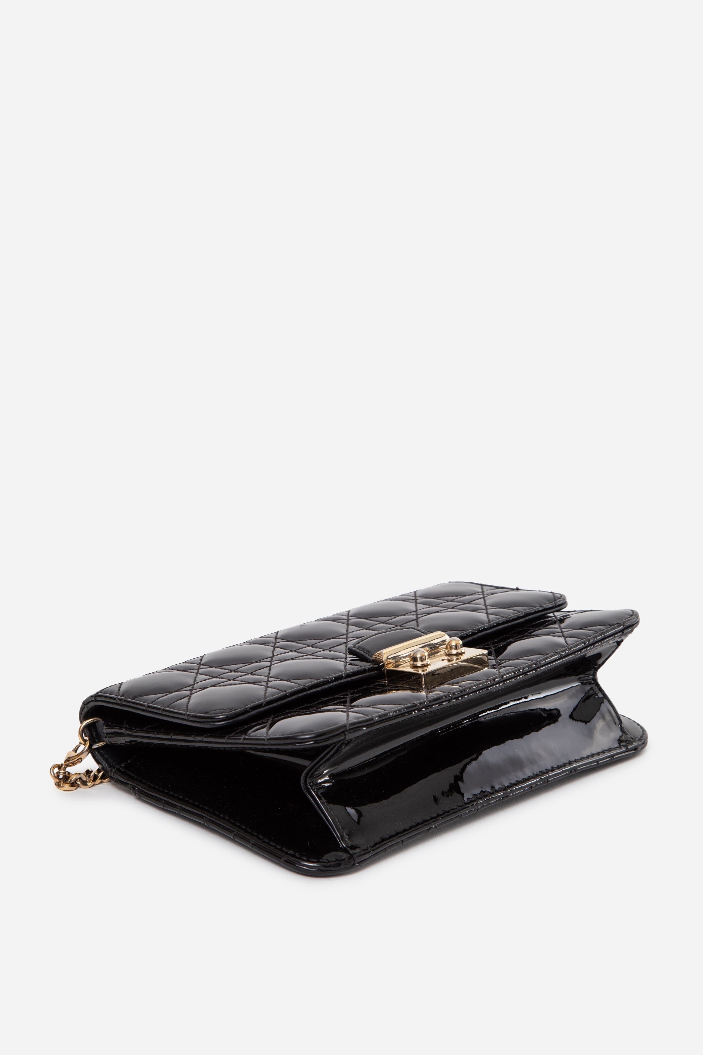 Christian Dior 2016 Black Patent Miss Dior Promenade Chain Flap Bag