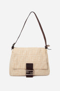 Fendi Beige Zucca Canvas Baguette Flap Shoulder Bag