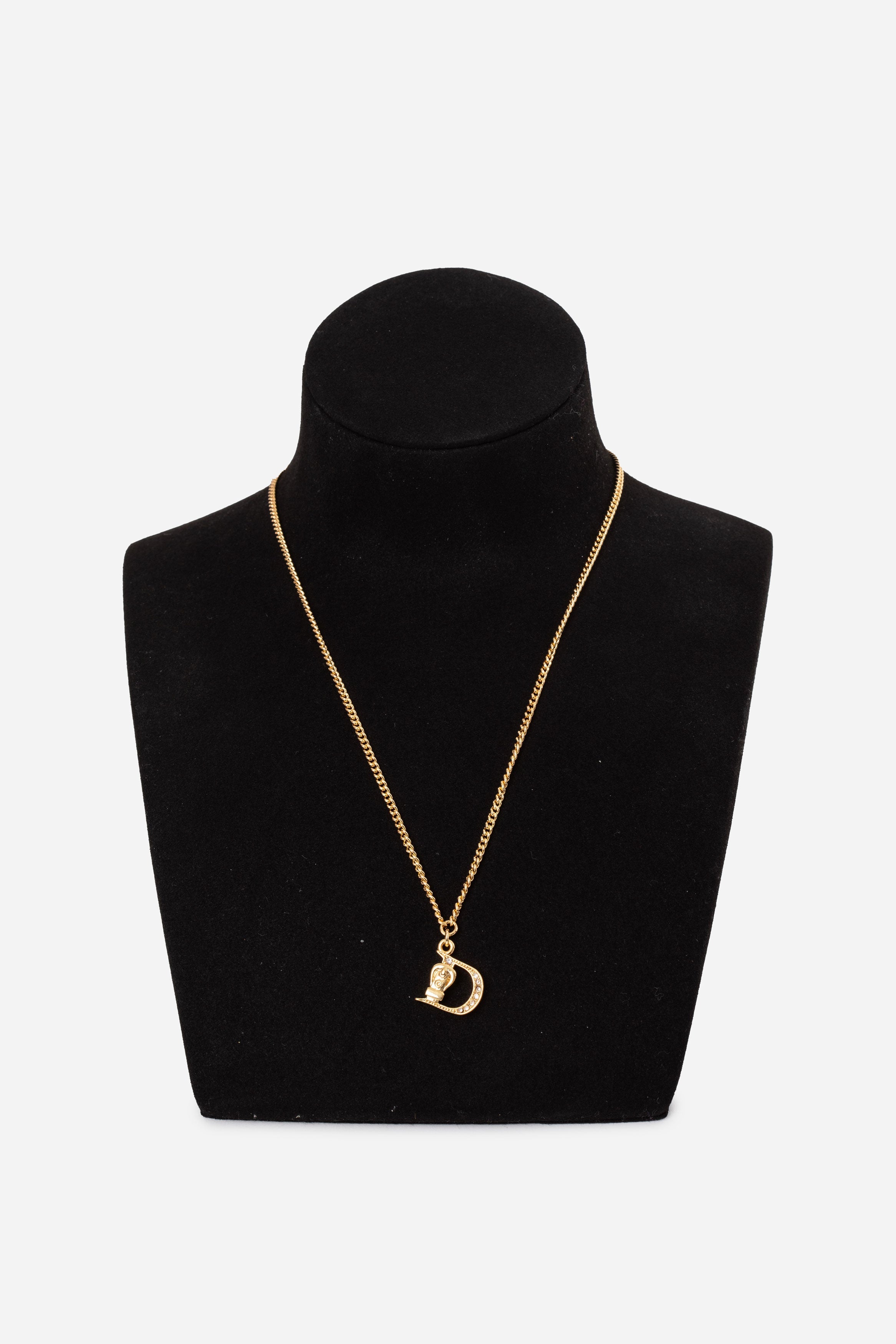 Dior Vintage Gold-Tone Saddle D Necklace
