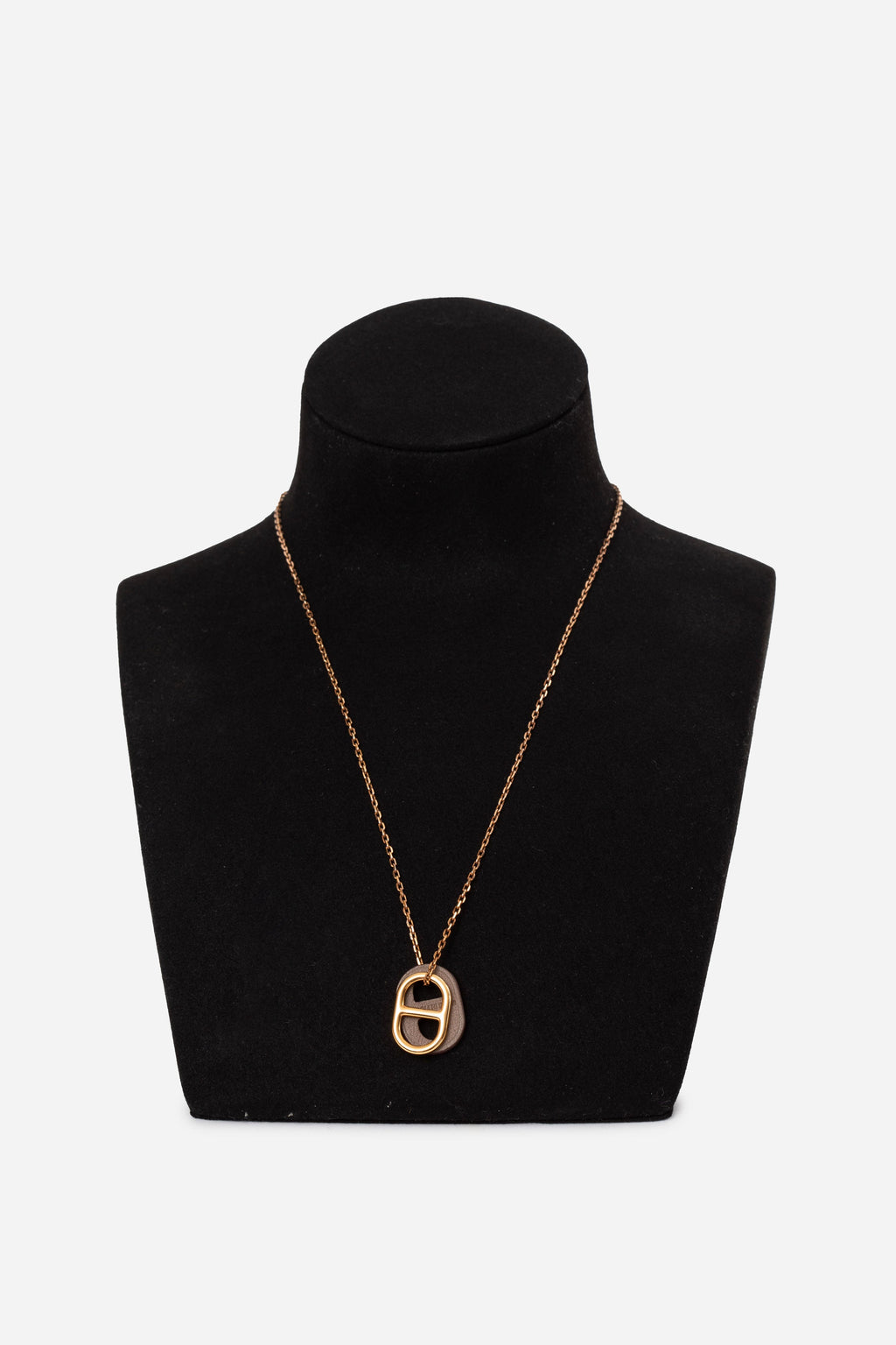 Hermès Etoupe Gold-Plated O'Maillon Pendant Necklace