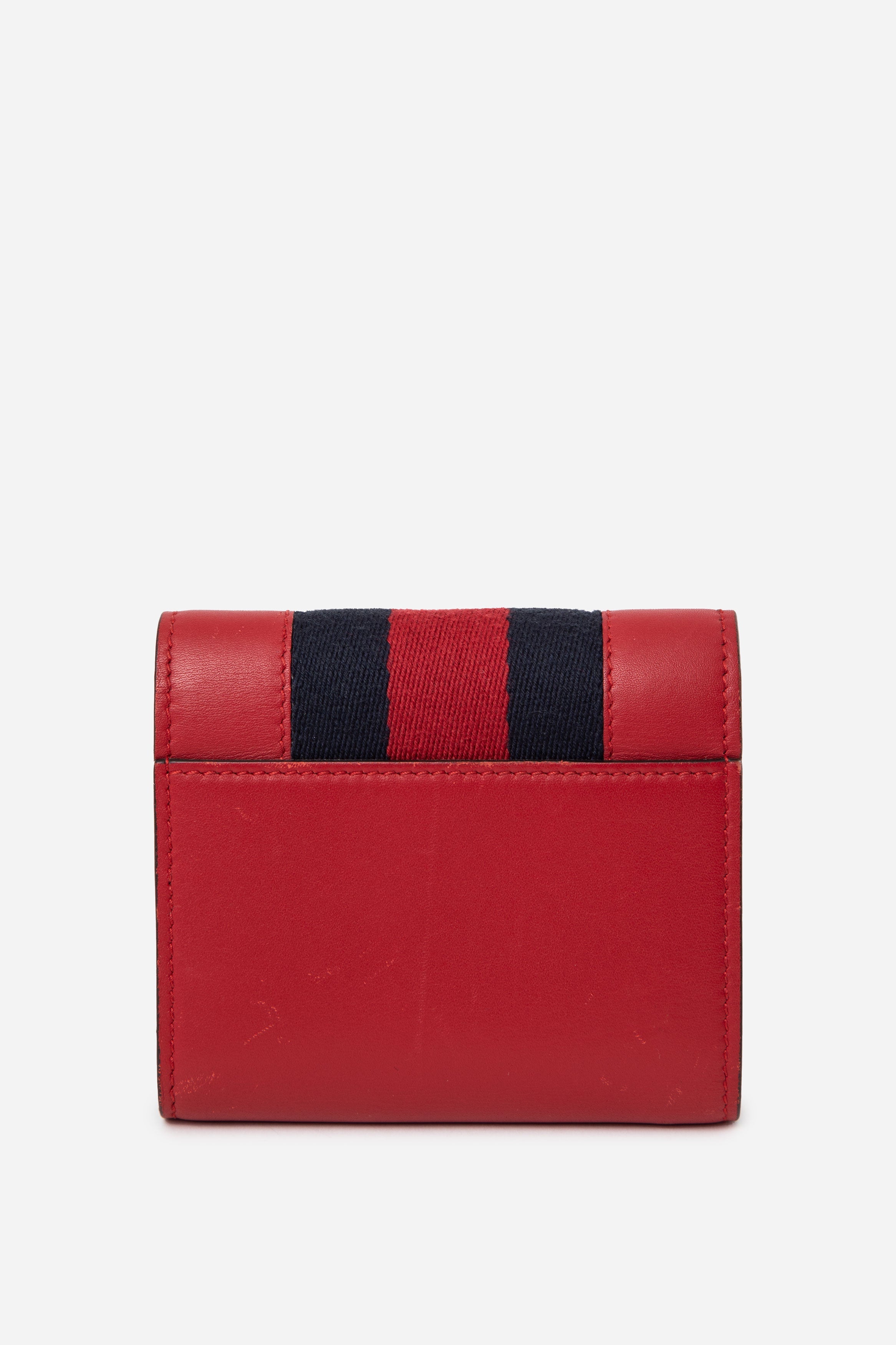 Gucci Red Calfskin Leather Sylvie Compact Wallet