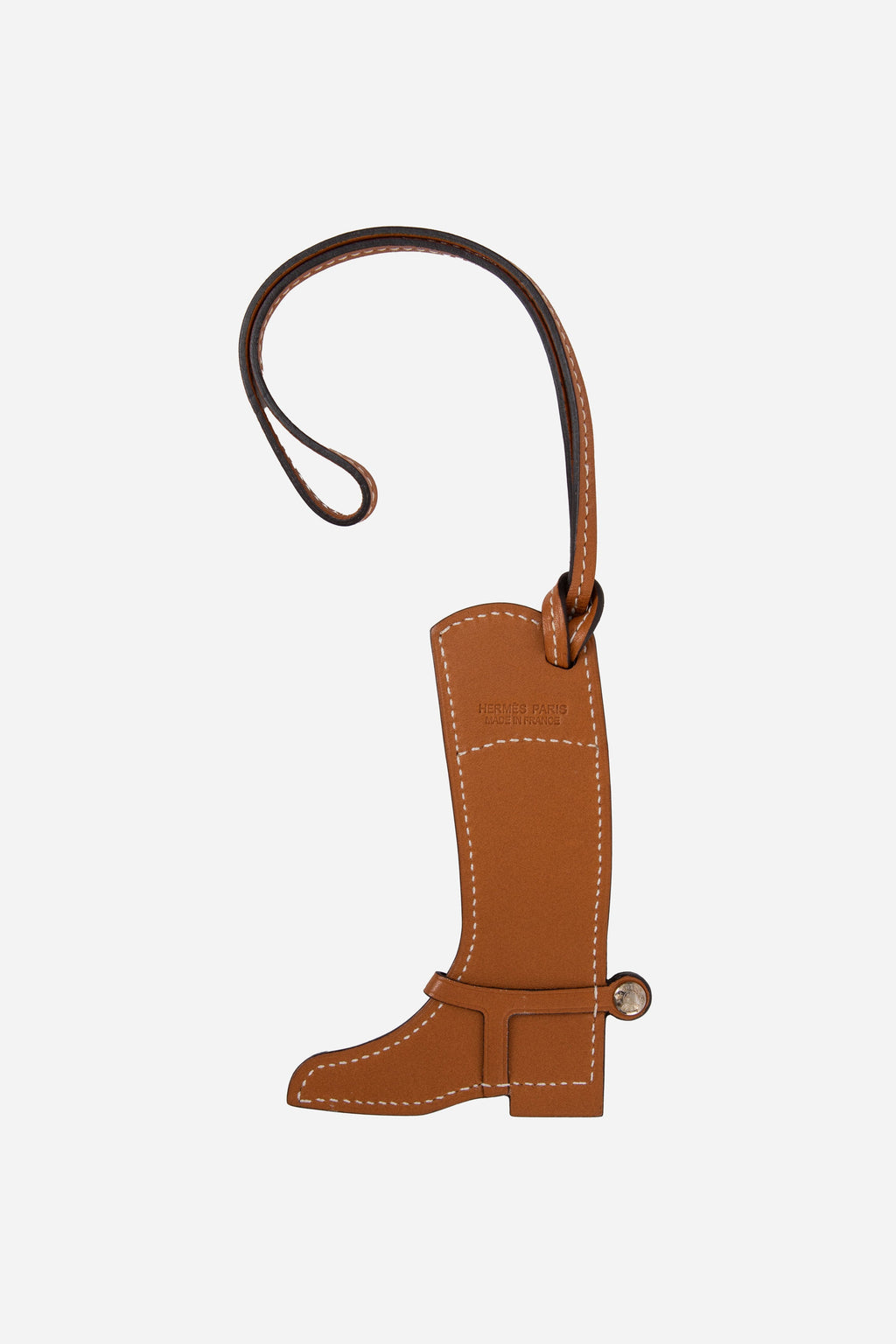 Hermès Tan/Cream Leather Paddock Boot Bag Charm