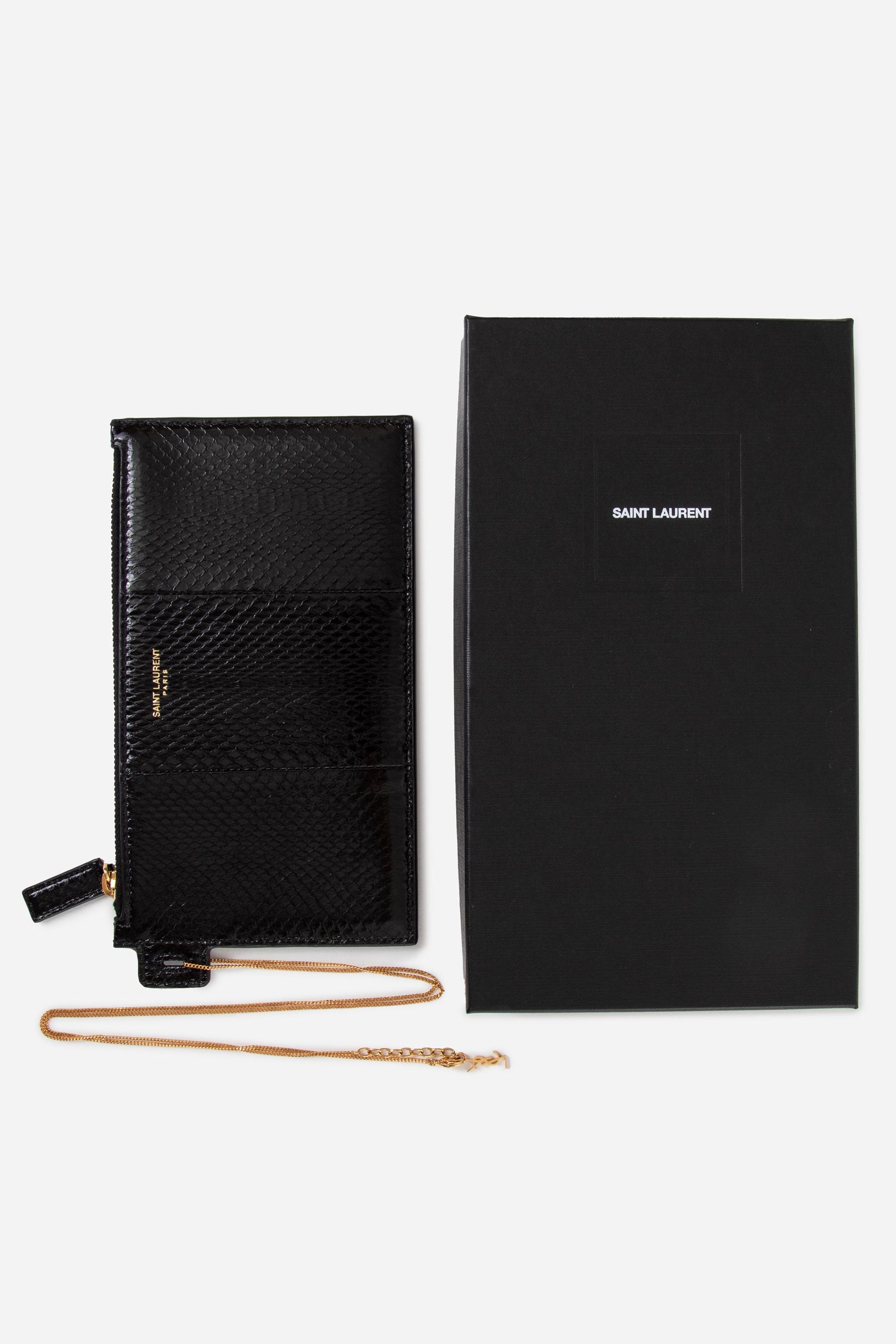 Saint Laurent Embossed Leather Chain Pouch NWT
