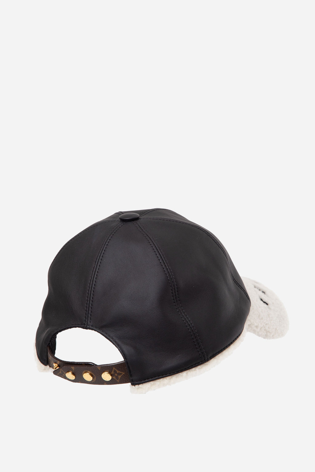 Louis Vuitton Black/White Lambskin and Shearling Baseball Cap
