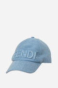 FENDI Blue Denim Logo-Embossed Cap
