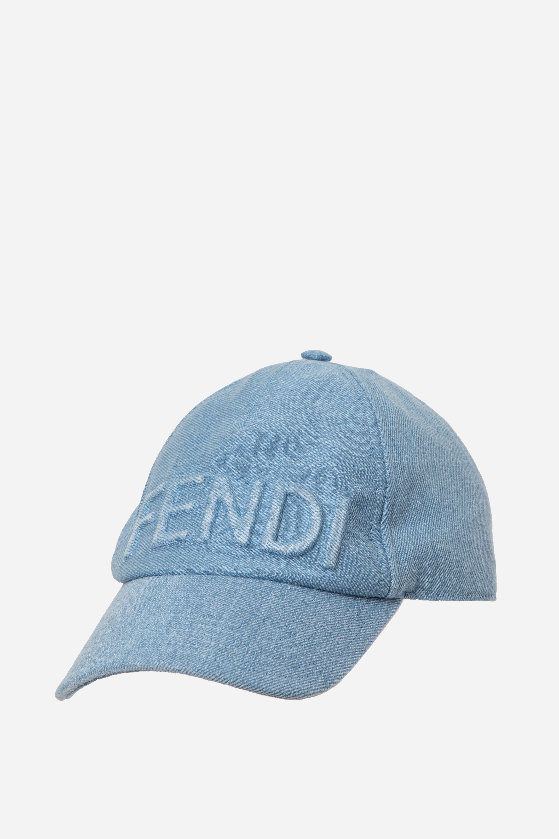 FENDI Blue Denim Logo-Embossed Cap