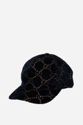 Gucci Navy Velvet GG Logo Baseball Cap Navy