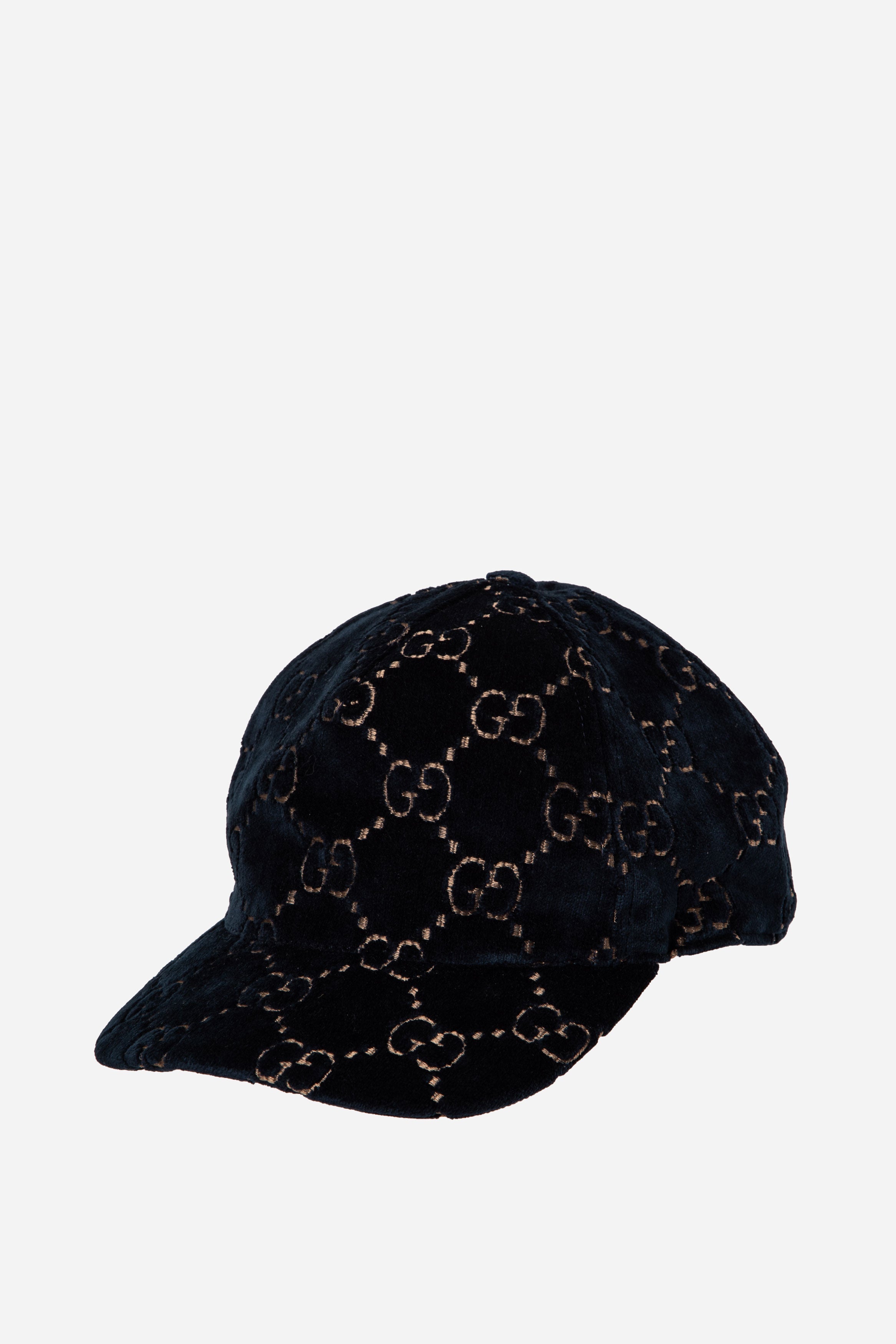 Gucci Navy Velvet GG Logo Baseball Cap Navy