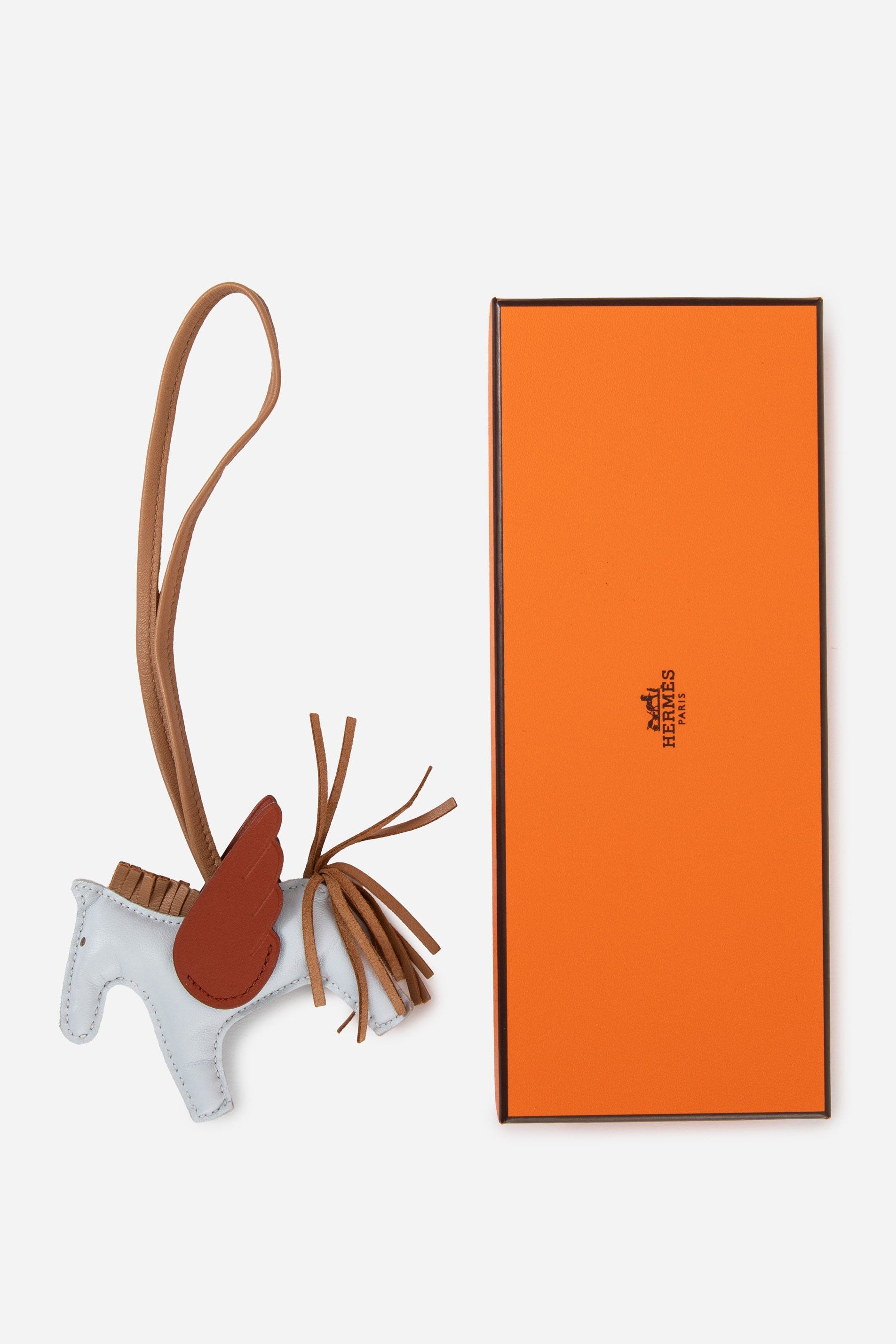 Hermes Light Blue/Brown Rodeo Pegase PM Charm