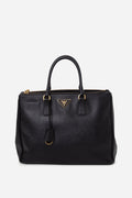 Prada Black Saffiano Leather Medium Galleria Double Zip Tote Bag