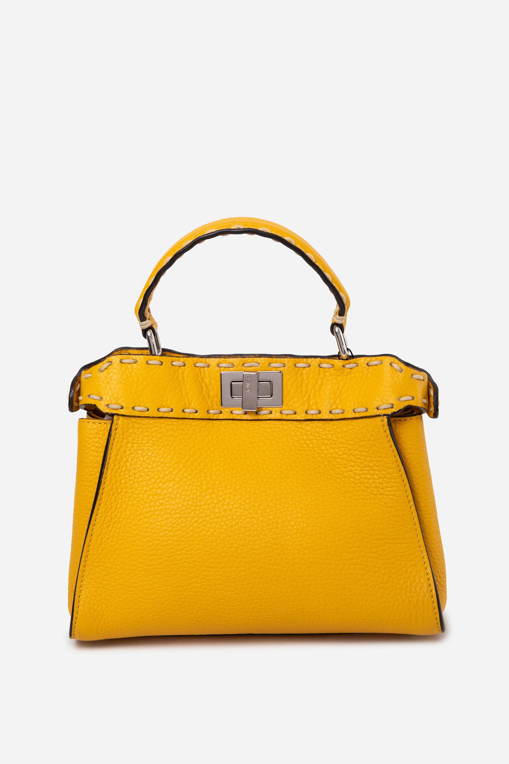 Fendi Yellow Cuoio Romano Selleria Mini Peekaboo Iconic Satchel