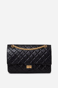 Pre-Owned Chanel Black Aged Calfskin Leather 2.55 Large Handbag