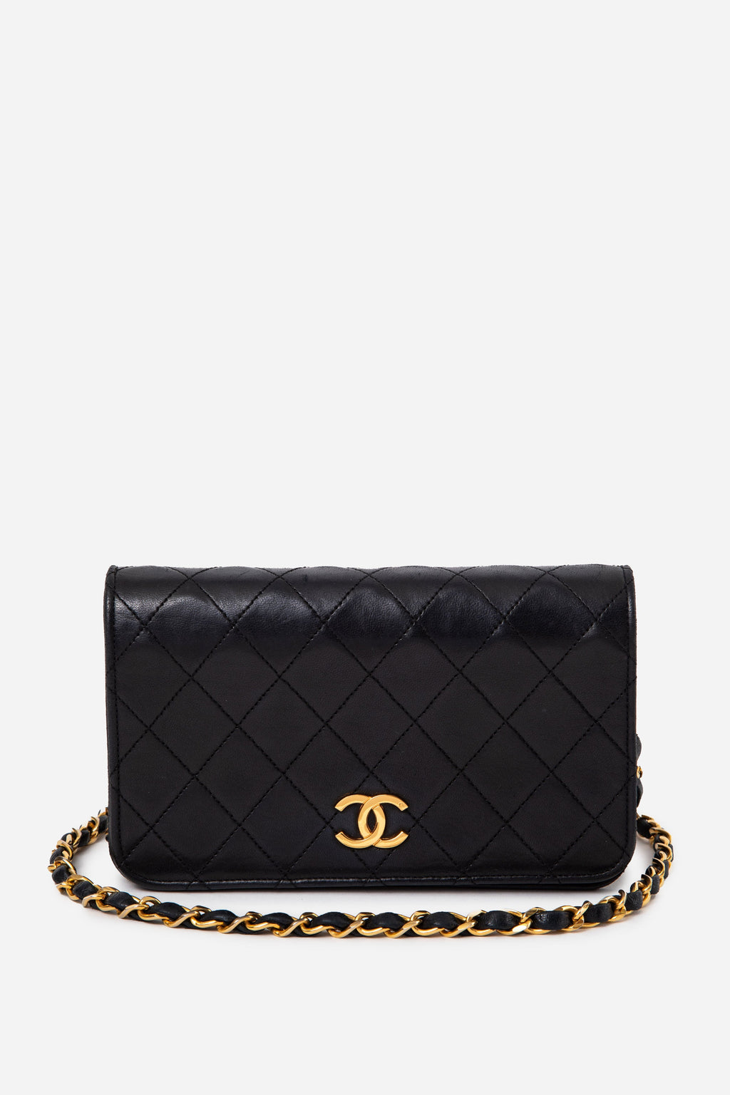 Pre-Owned Chanel 1996-1997 Black Lambskin Wallet On Chain