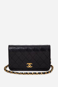 Pre-Owned Chanel 1996-1997 Black Lambskin Wallet On Chain