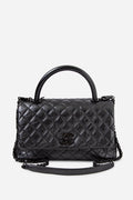 Pre-Owned Chanel So Black Small Aged Calfskin Coco Handle Top Handle