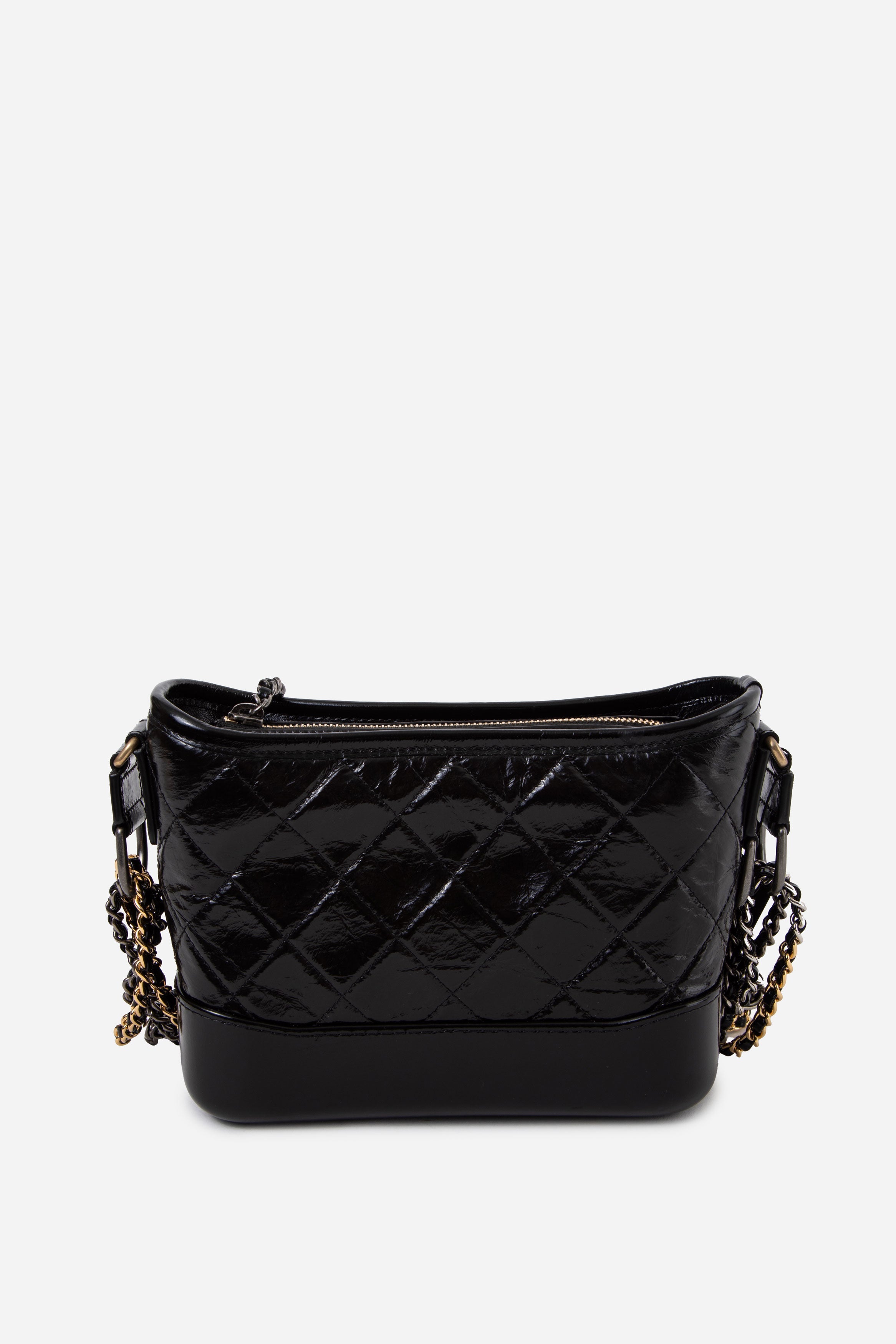 Pre-Owned Chanel Black Small Patent Gabrielle Hobo Bag