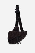 Christian Dior 2019 Black Oblique Mens Saddle Bag