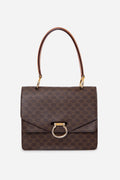 CELINE Brown Macadam Gancini Double Flap Handbag