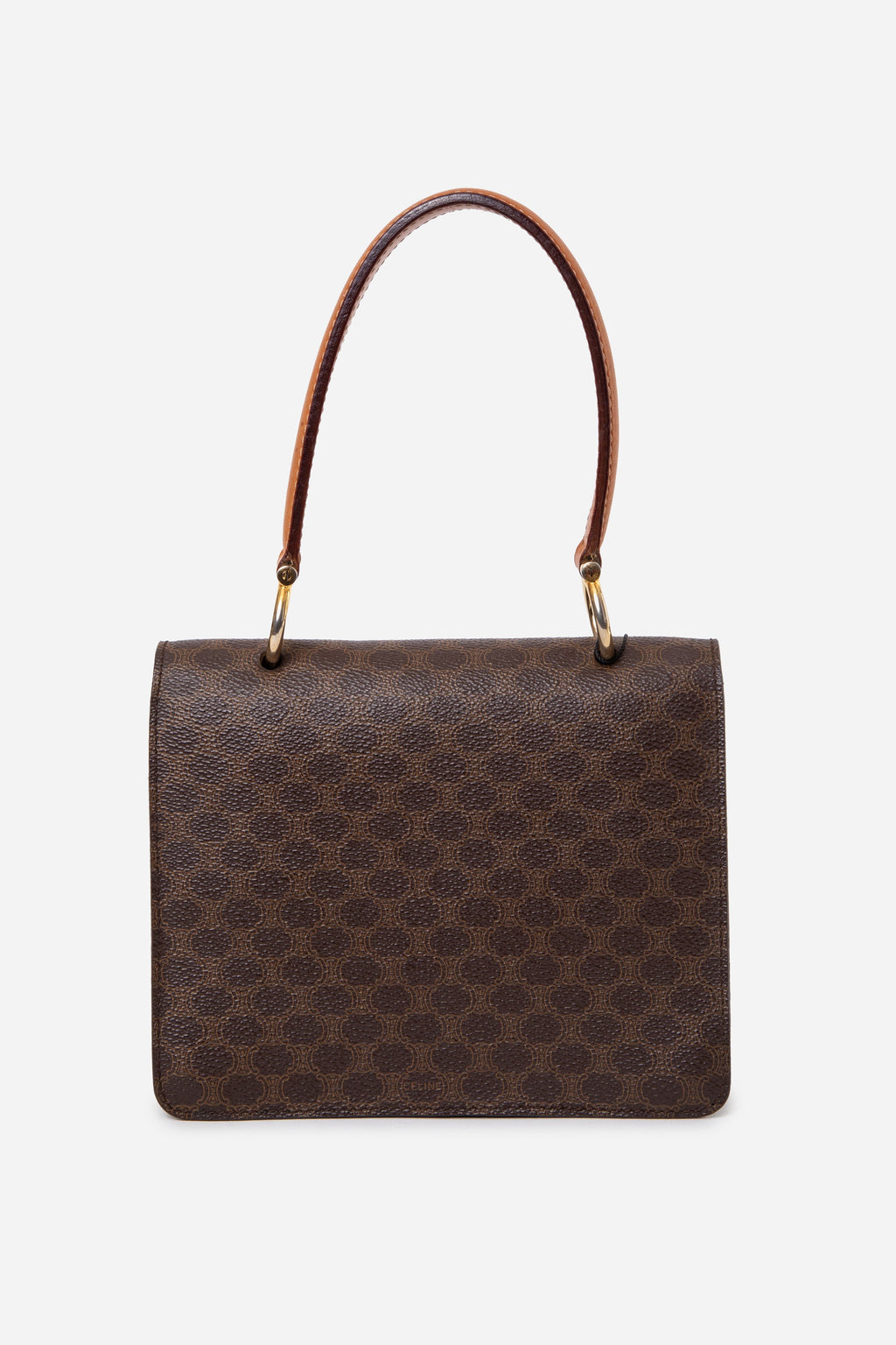 CELINE Brown Macadam Gancini Double Flap Handbag