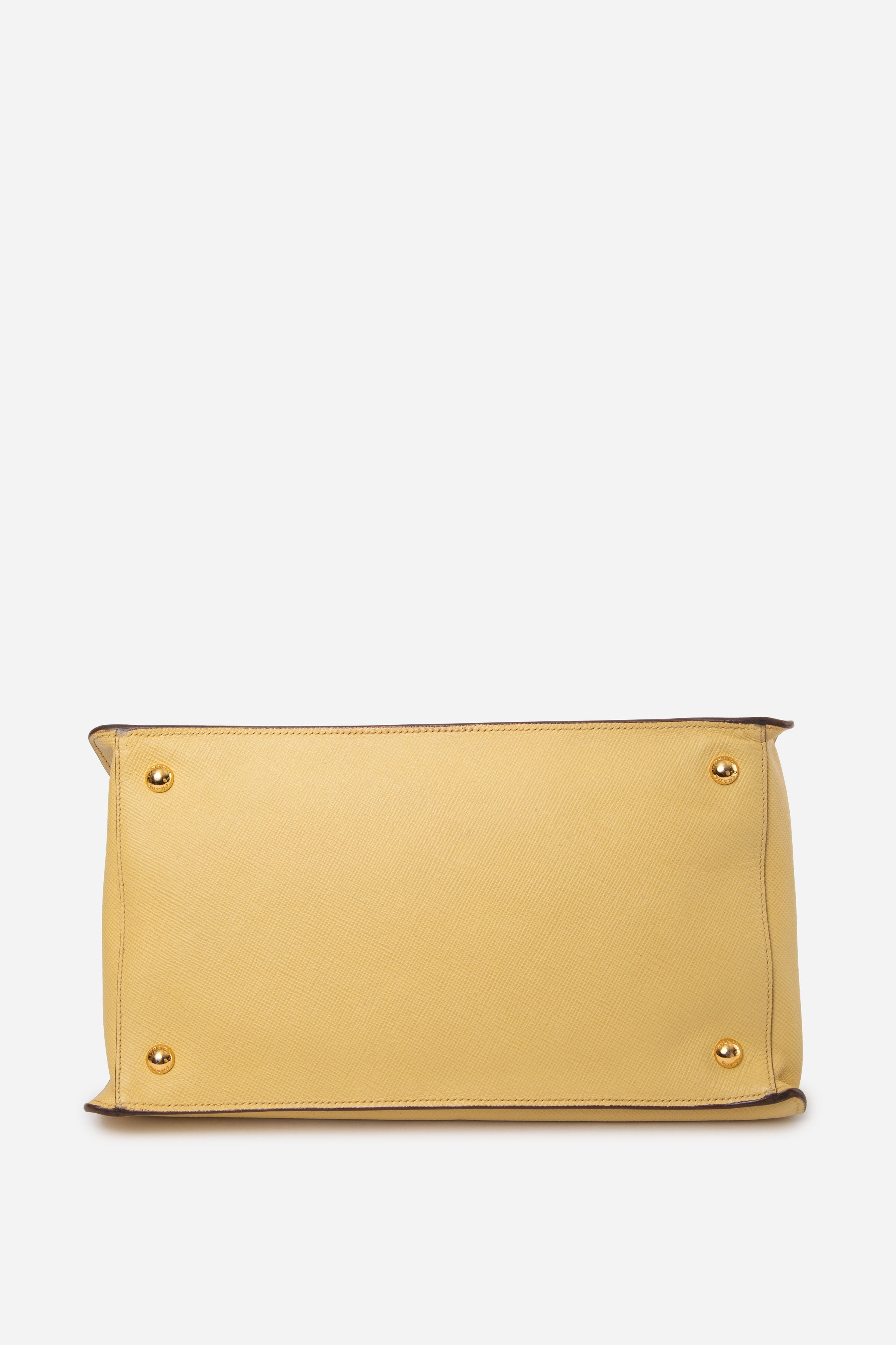 Prada Yellow Saffiano Leather Large Galleria Double Zip Tote Bag