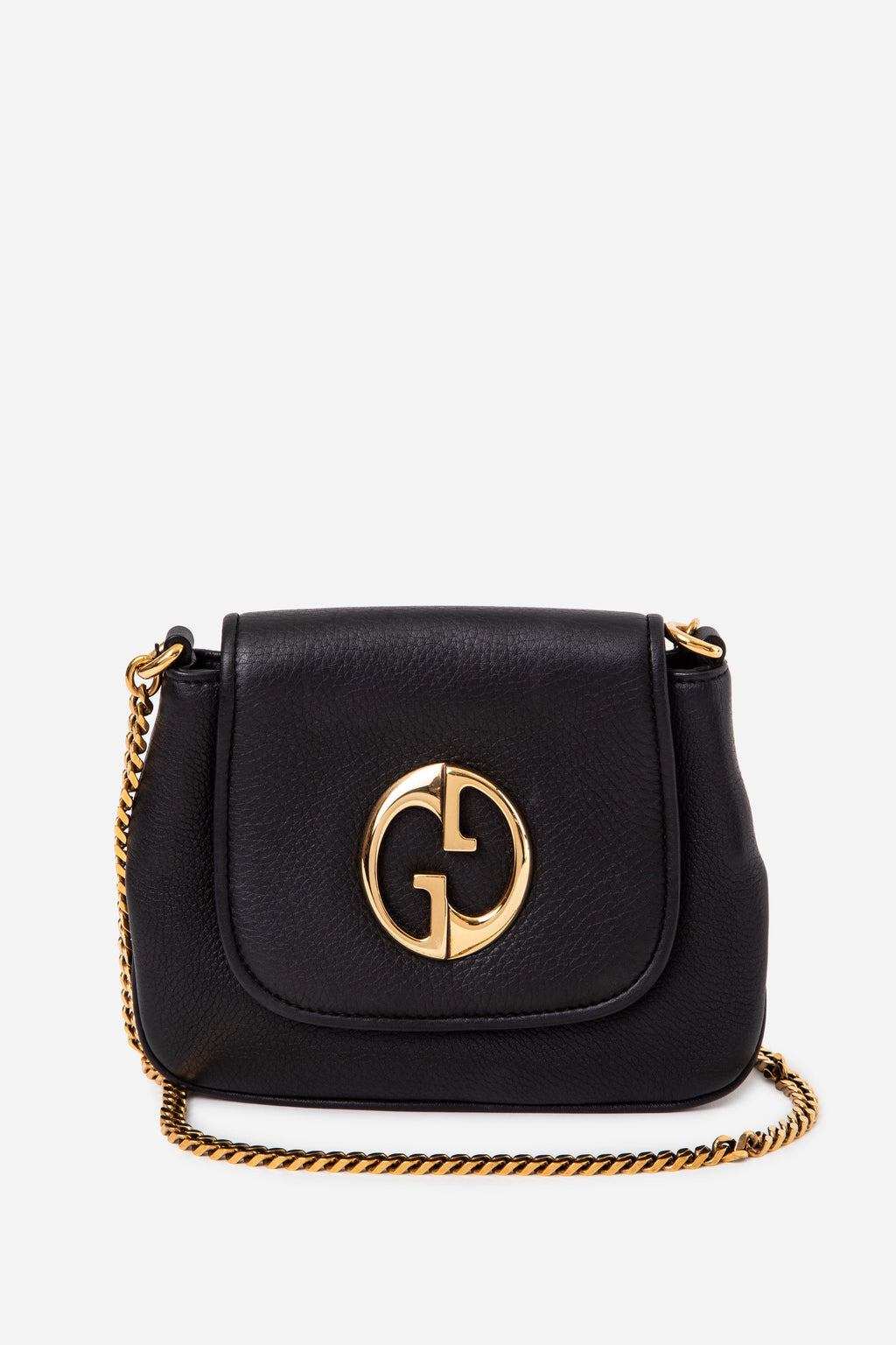 Gucci Black Pebbled Leather '1973' Crossbody Bag