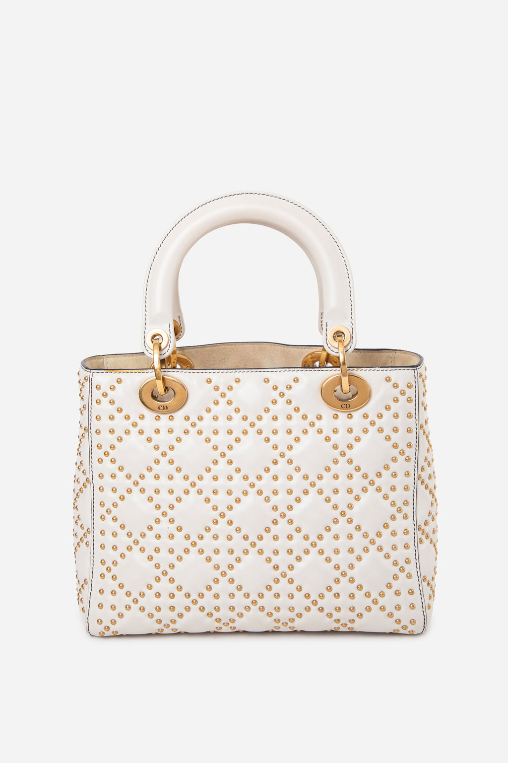 Dior 2017 White Medium Cannage Studded Supple Lady Dior Handbag