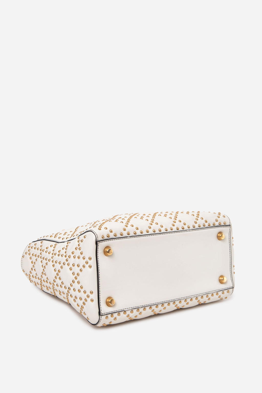 Dior 2017 White Medium Cannage Studded Supple Lady Dior Handbag
