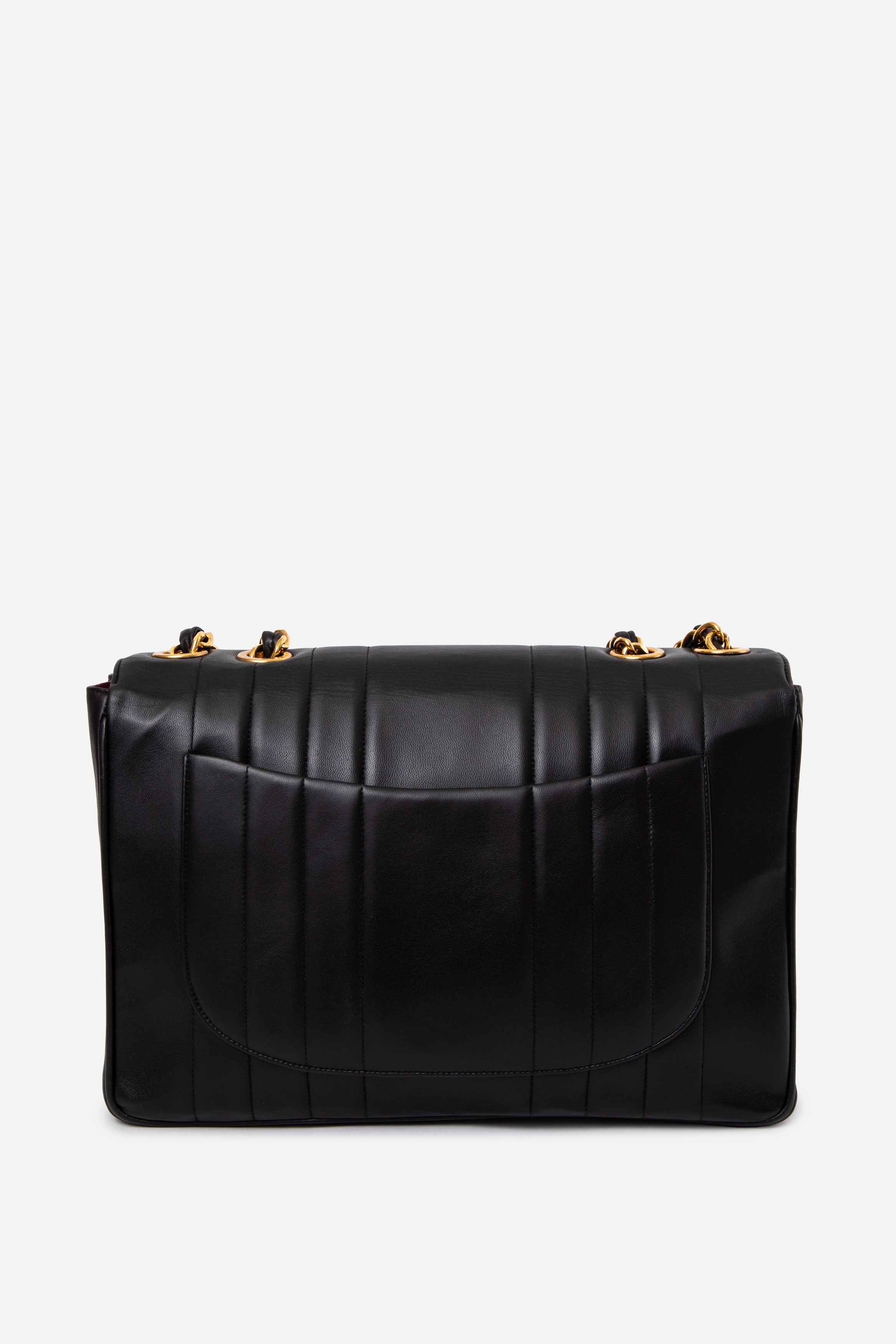 Pre-Owned Chanel 1994-1996 Black Lambskin Vertical Jumbo Flap Bag