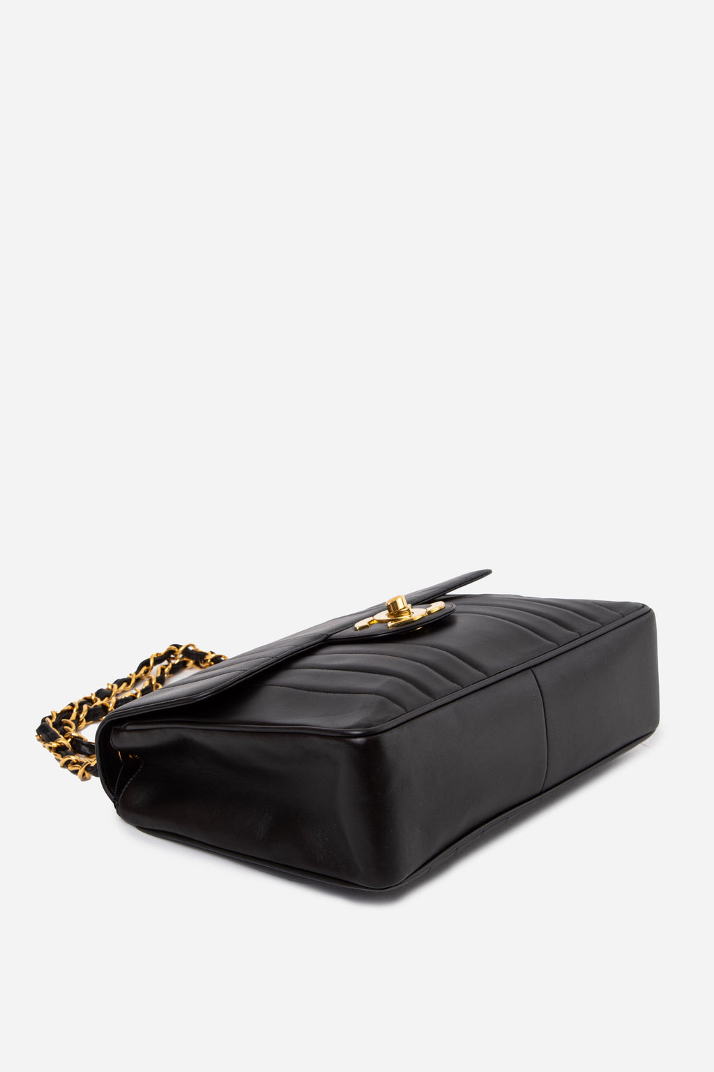 Pre-Owned Chanel 1994-1996 Black Lambskin Vertical Jumbo Flap Bag