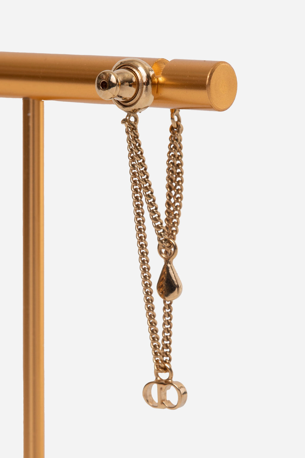 Dior Gold-Tone Star Crystal Drop Chain Earrings