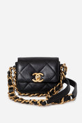 Pre-Owned Chanel 2022 Black Calfskin Mini Framing Chain Bag