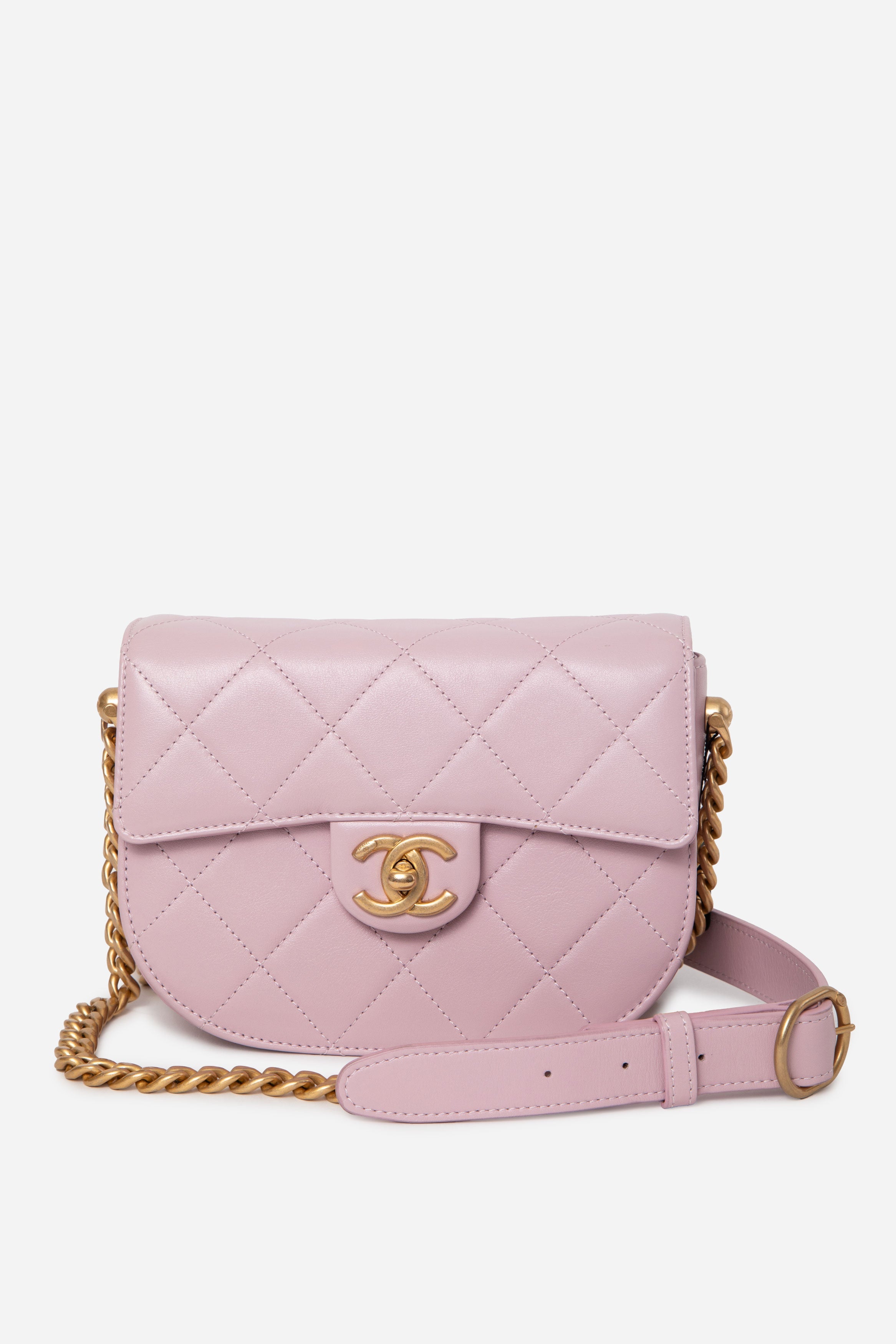 Pre-owned Chanel 2021 Pink Calfskin Round Messenger Bag