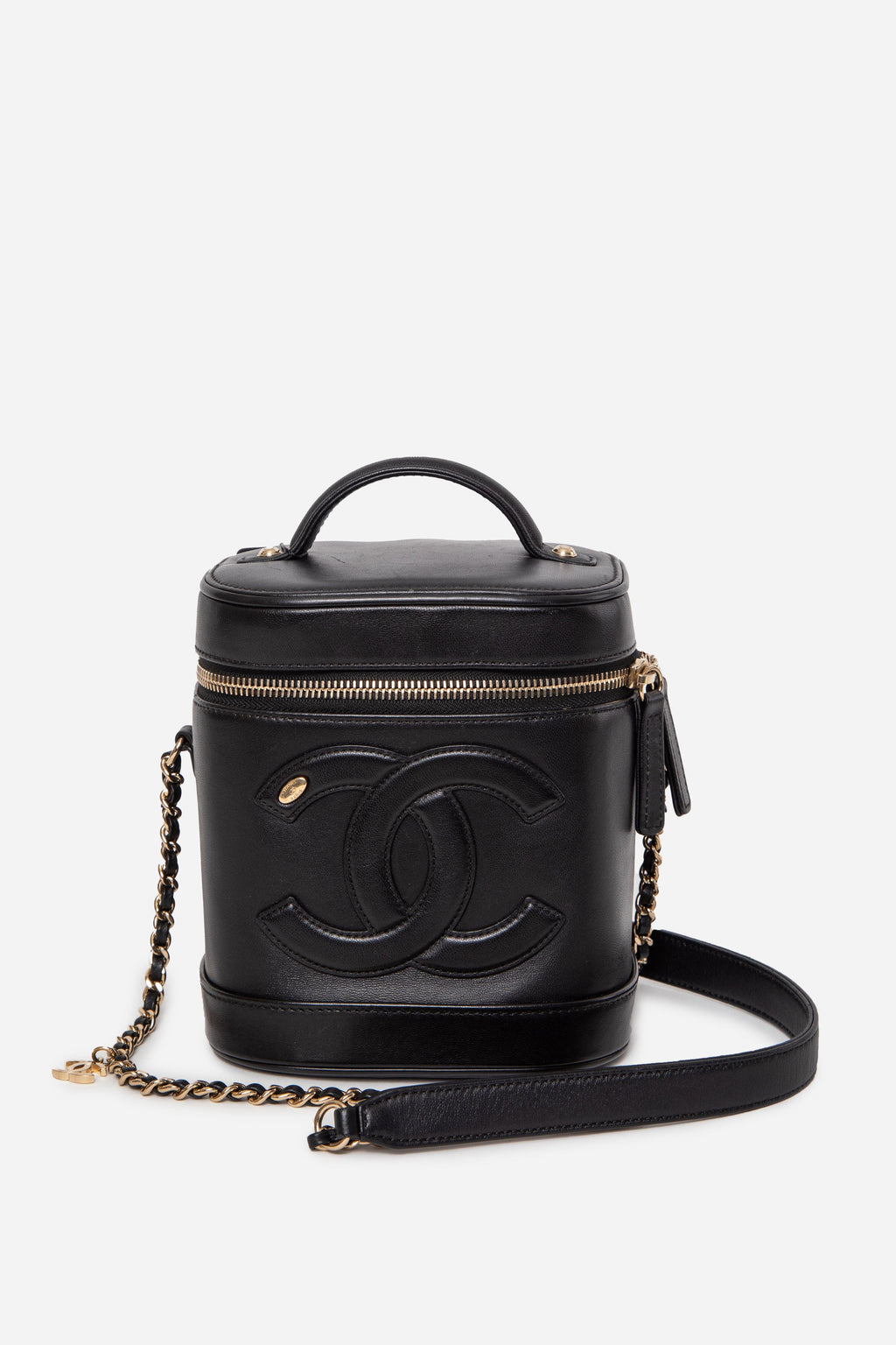 Pre-Owned Chanel 2019–2020 Black Lambskin Timeless Vanity Case