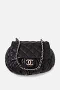 Pre-Owned Chanel 2011-2012 Black Washed Lambskin Quilted Large Chain Around Bag