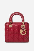 Christian Dior 2017 Red Lambskin Badges Small My Lady Dior Bag