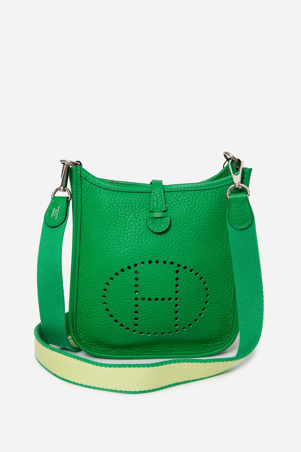 Hermes Green Clemence Leather Mini Evelyne III Crossbody Bag