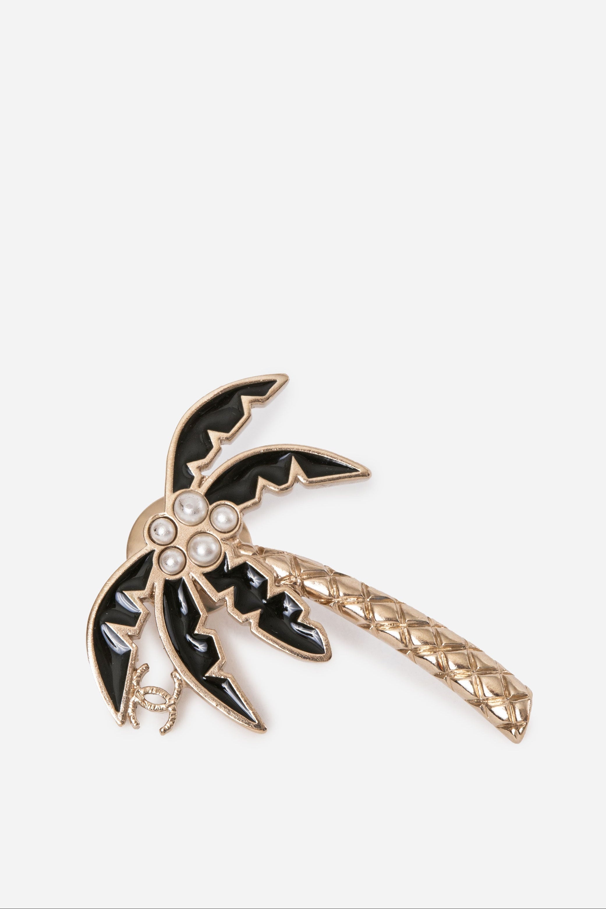 Pre-Owned Chanel 2017 Faux Pearl Palm Tree Brooch