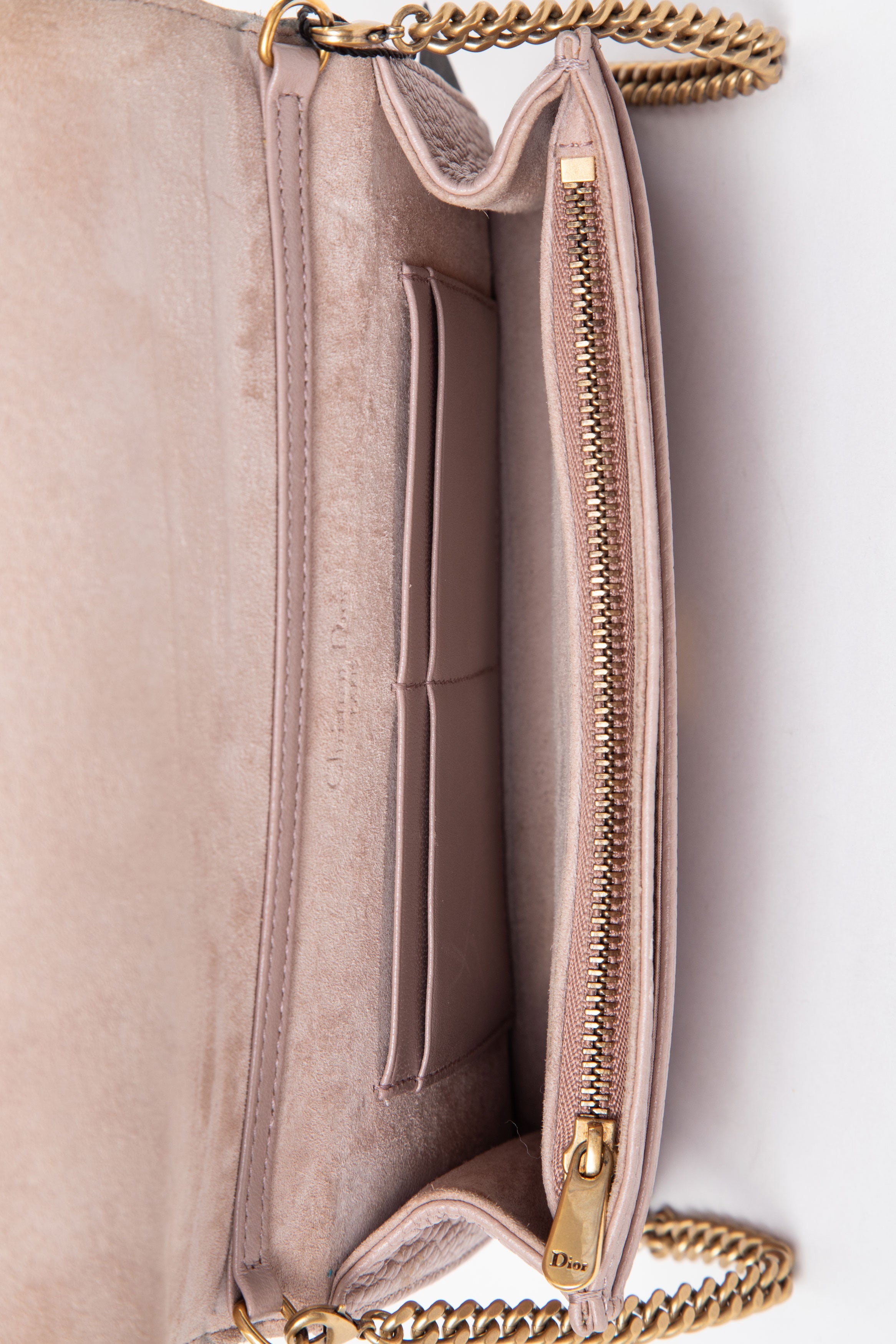 Dior 2017 Nude Calfskin Diorama Wallet On Chain