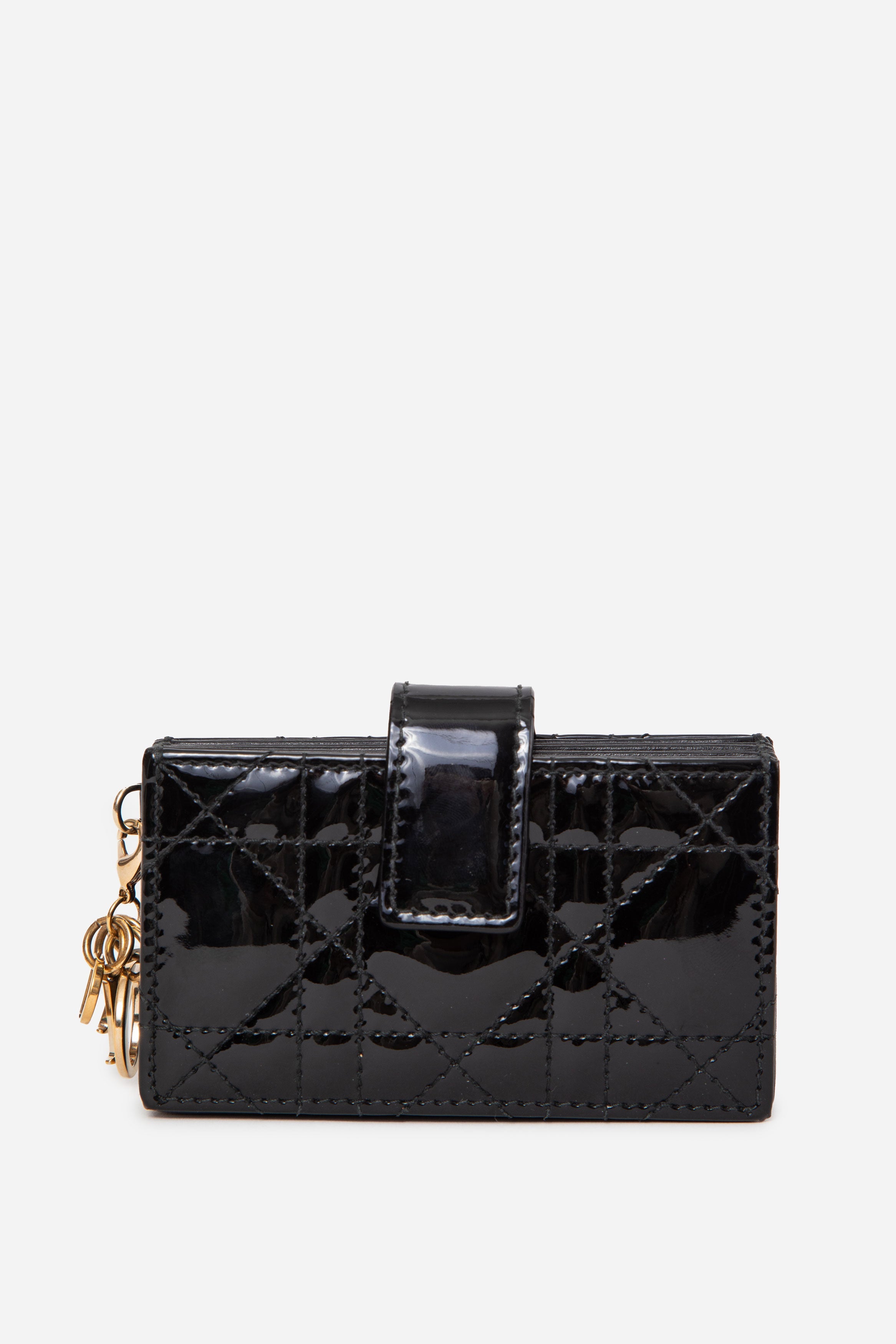 Dior 2017 Black Patent Cannage Calfskin Lady Dior Jasmine Card Holder