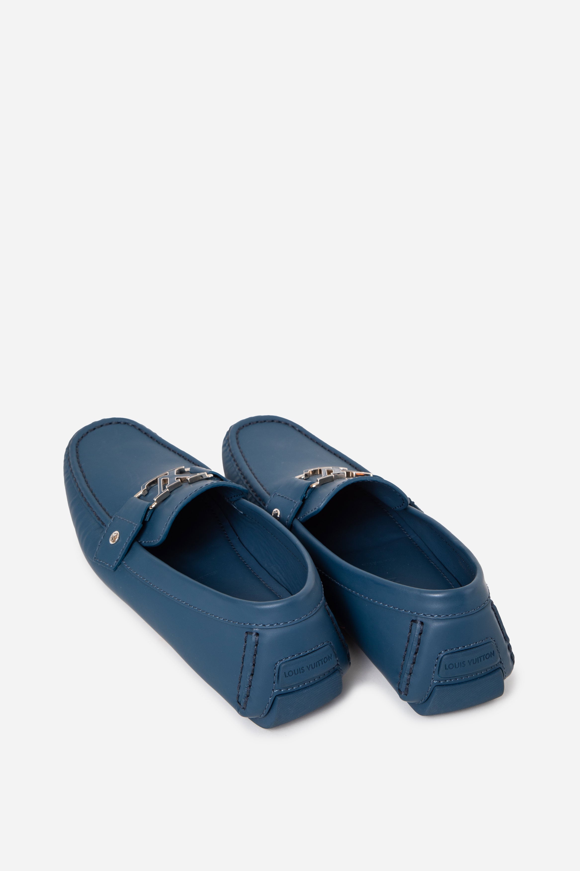 LOUIS VUITTON Monte Carlo Moccasin Blue Leather Size 8.5