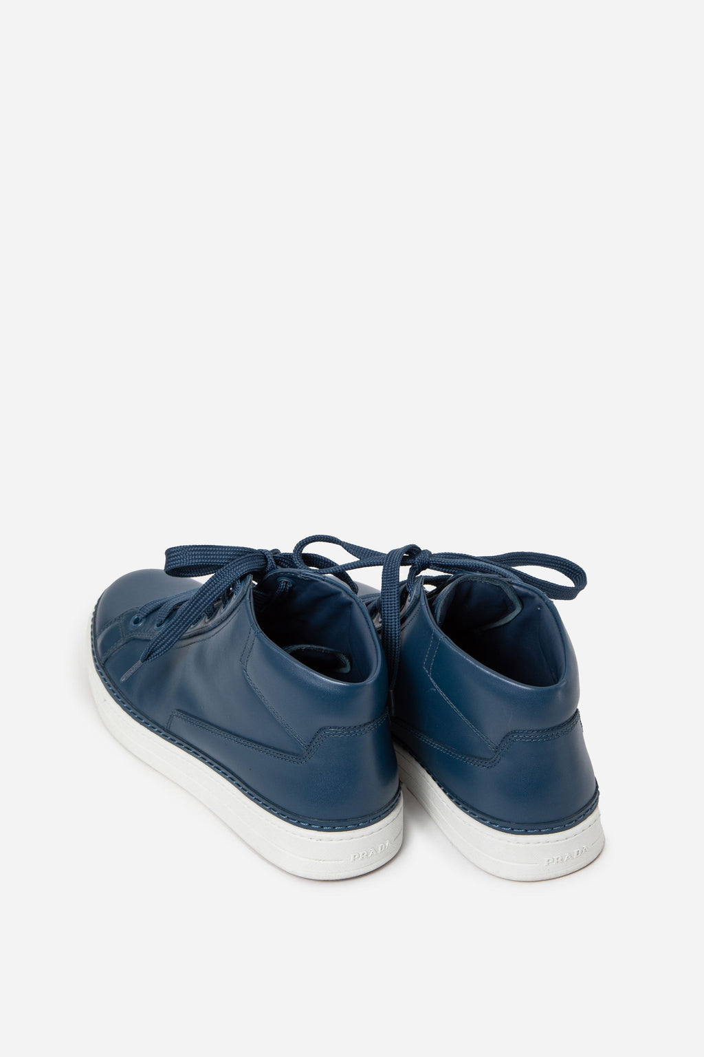Prada Blue Leather High-Top Sneakers Size 8.5